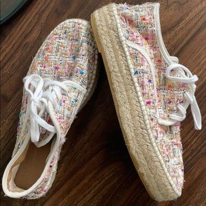 Colorful tweed espadrille sneakers